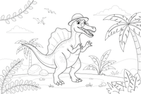 Spinosaurus baring sharp fangs – Spinosaurus Dinosaur in Nature coloring page