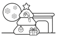 A Christmas tree with a candy cane hanging on it – Christmas tree coloring page