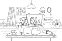 A toolbox open, full of tools inside – Builder's Tools coloring page
