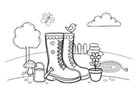 A pair of boots side by side – Everyday Objects coloring page