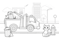 A garbage truck with its back loading up – City City Vehicles coloring page