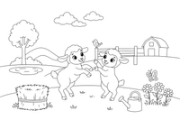 Two lambs playing together – Sheep coloring page