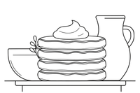 A stack of round potato pancakes with a dollop of sour cream on top – Traditional Lithuanian Food coloring page