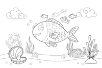 A big fish and lots of little fish – Fishes coloring page