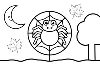 Halloween a friendly spider on a web – Halloween Autumn Night coloring page