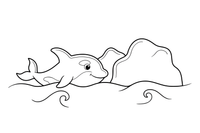 An orca swimming past an iceberg – Arctic Animals coloring page