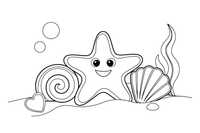 A starfish among the seashells – Shells & Treasures Collection coloring page