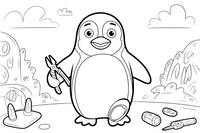Penguin with a pair of pliers – Penguin Fix-It Crew coloring page