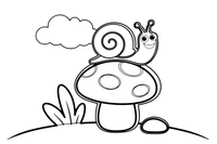 A snail on a mushroom – Snail coloring page