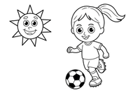 A girl dribbling the ball down the field – Energetic Soccer Player coloring page