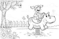 A spring rocker shaped like an animal – Playground coloring page