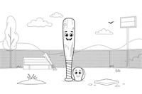 A baseball bat and ball together – Baseball Baseball coloring page