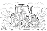 Tractor in Mud – Farm Tractors coloring page