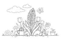 A hyacinth with a tall cluster of little flowers – Spring Flower coloring page