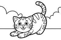 Tabby Cat stretching lazily – Tabby Cat at Play coloring page