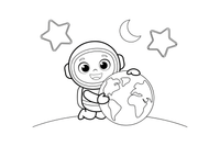 An astronaut hugging planet Earth – Astronaut coloring page