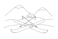 One big pair of skis and poles – Charming Ski Resort Place coloring page
