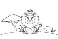 A lion wearing a little crown – Lion Majesty coloring page