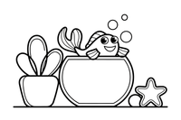 A goldfish peeking out of a fishbowl – Goldfish coloring page