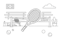 One big tennis racket with strings – Sports Gear Object coloring page