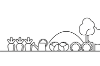 A vegetable garden with rows of carrots, cabbages and lettuce – Garden & Gardening coloring page