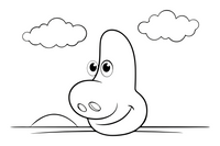 One big cartoon nose in the middle of the page, close up, filling most of the space – Body Parts Exploration coloring page