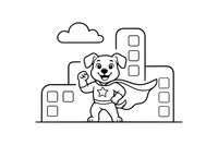 A superhero dog with a little cape – Superhero coloring page