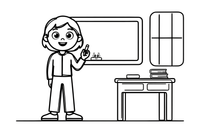 A teacher standing by a blackboard – Busy Job Workers coloring page