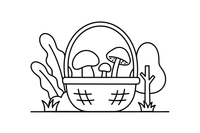 A wicker basket full of different mushrooms – Mushrooms coloring page