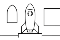 A big rocket model standing in the science museum – Historic Museum Places coloring page
