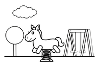 A spring rocker shaped like an animal – Playground coloring page