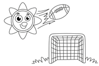 A goal post with a football flying over it – American Football coloring page