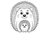 A mama hedgehog with her baby – Hedgehog coloring page