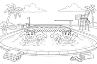 Swimmers racing side by side – Dynamic Swimming Swimmers coloring page