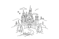 Neuschwanstein fairytale castle – Famous Landmarks coloring page