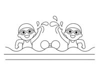 Swimmers racing side by side – Dynamic Swimming Swimmers coloring page