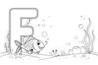 Letter F with a fish – Alphabet Alphabet coloring page