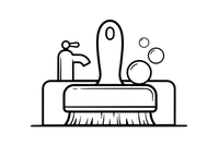 A scrubbing brush with bubbles – Cleaning Things coloring page