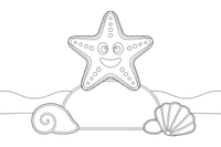 A starfish on a rock by the water – Colorful Sea Creature coloring page