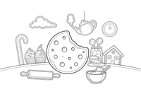 A cookie with a bite out of it – Delightful Sweets coloring page