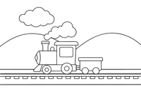 A little toy train on a wooden track – Rail Rail coloring page