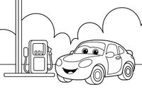 Car gas station – Car City Driving Scenes coloring page
