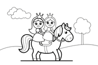 Princesses riding a pony – Princesses in Royal Moments coloring page
