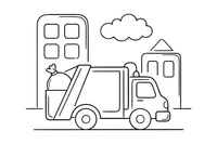 A garbage truck with its back loading up – City City Vehicles coloring page
