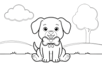 Puppy sniffing a treat – Cozy Puppy Dog coloring page