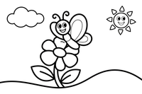 Lavender a butterfly landing on a flower – Lavender Flower Array coloring page