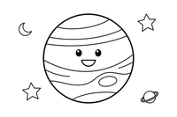 One big planet Jupiter with swirling stripes and a big spot – Planets of Space coloring page