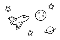A space shuttle passing by the moon – Space Shuttle Mission coloring page