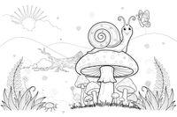 A snail on a mushroom – Snail coloring page