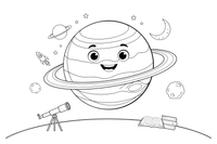 One big planet Jupiter with swirling stripes and a big spot – Planets of Space coloring page